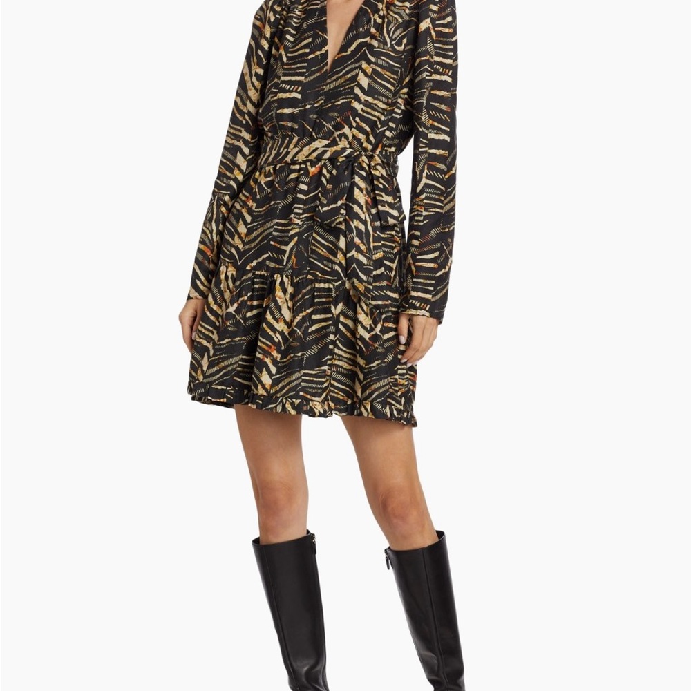 Marie Oliver Velma Cotton-Silk Twill Wrap Mini Dress